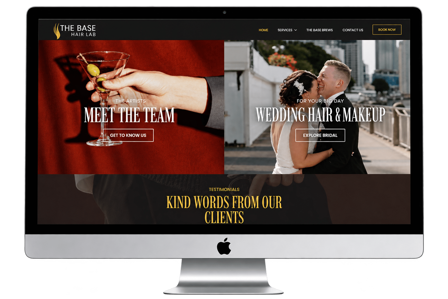 A page of the redesigned Base Hair Lab website