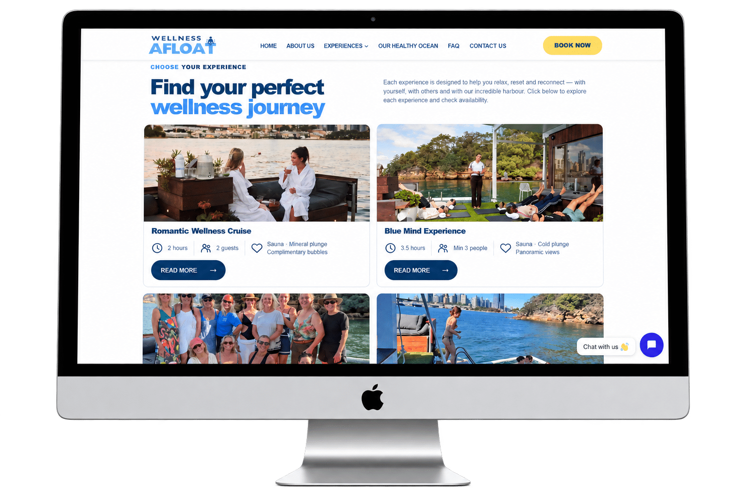 The redesigned Wellness Afloat experience pages