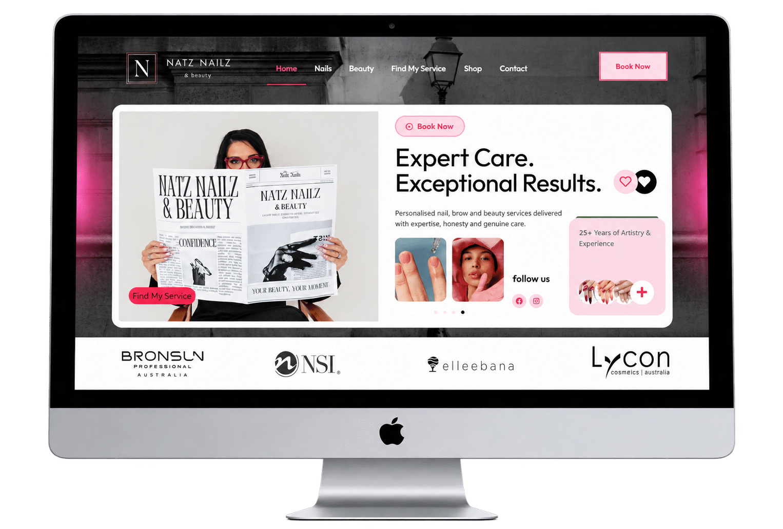The new Natz Nailz & Beauty website on a laptop and phone