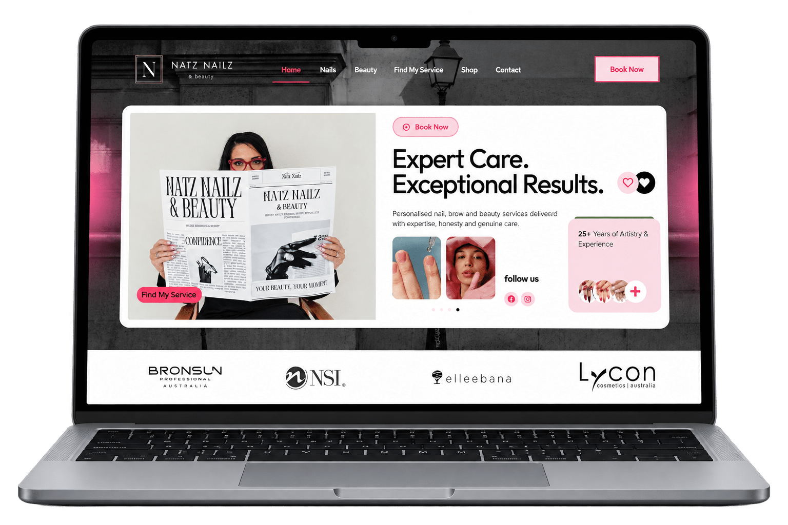 After: the redesigned Natz Nailz & Beauty homepage