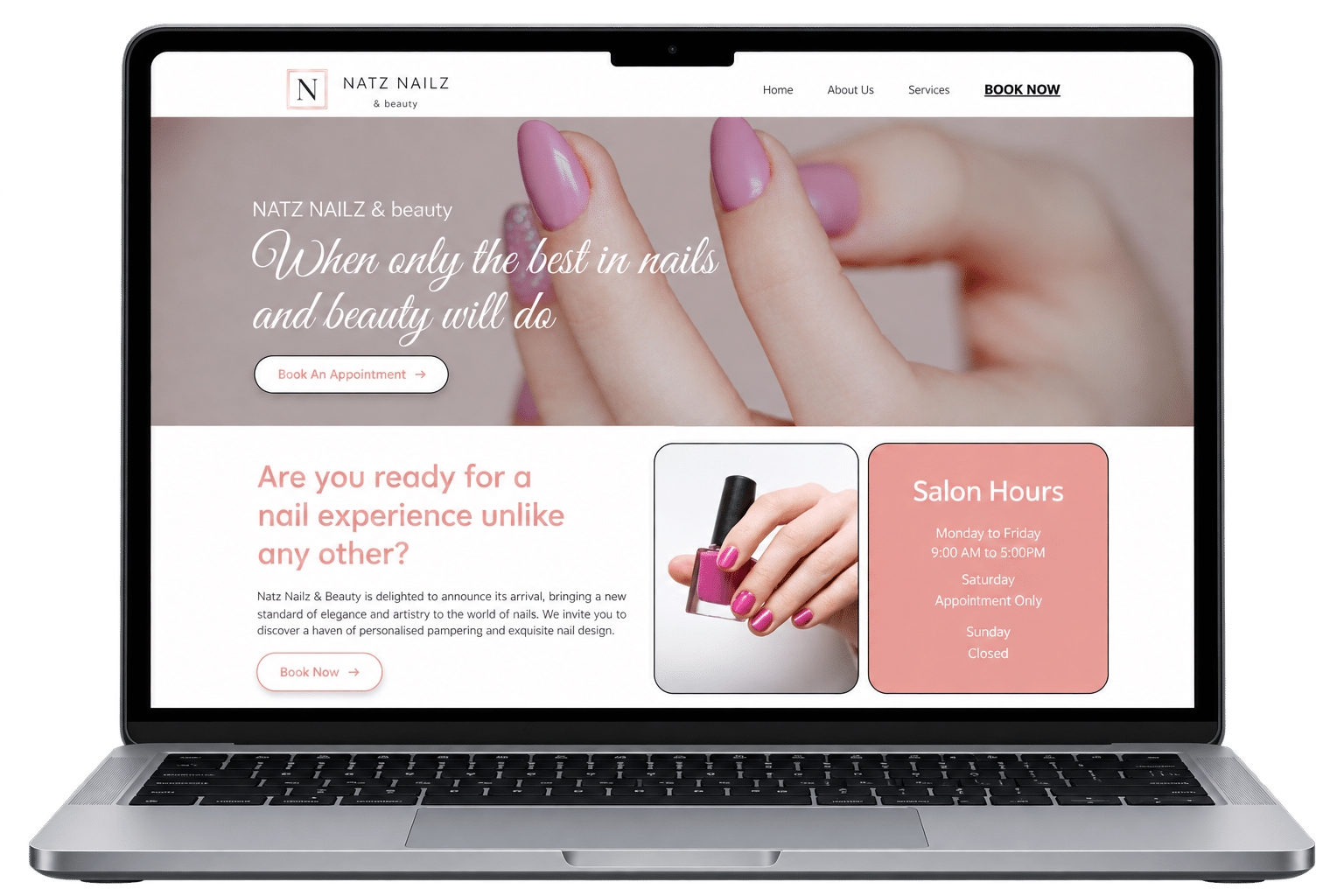 Before: the original Natz Nailz & Beauty homepage