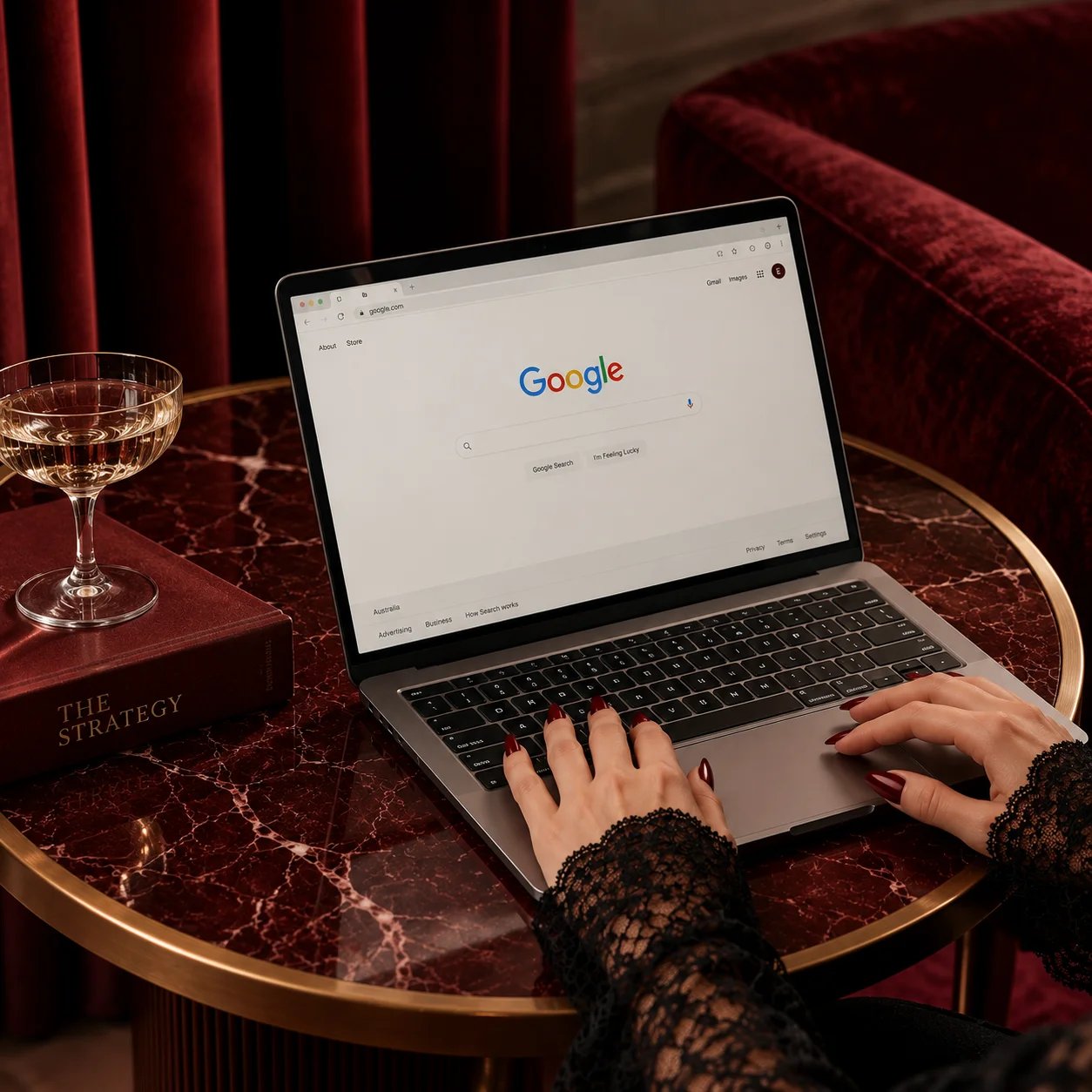 Laptop displaying Google search, representing search engine optimisation and website visibility